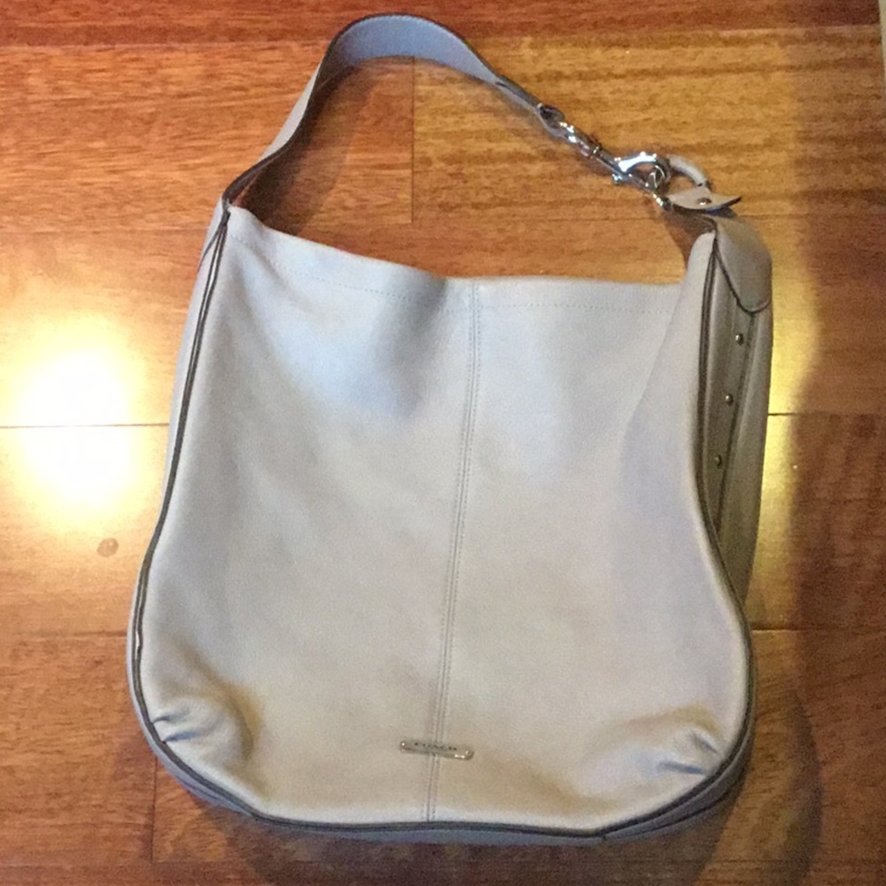 Coach Light Gray Leather Shoulder Bag